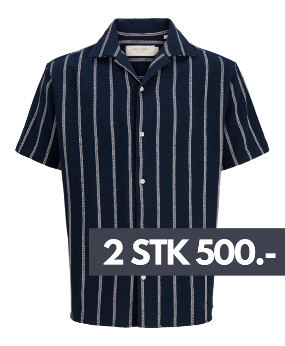 Jack & Jones Jorcoba Stripe resort SS Shirt - Sky Captain/Stripes 